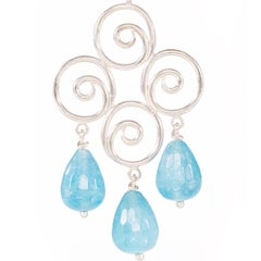 Silver Earrings With Briolette Kyanite Drops