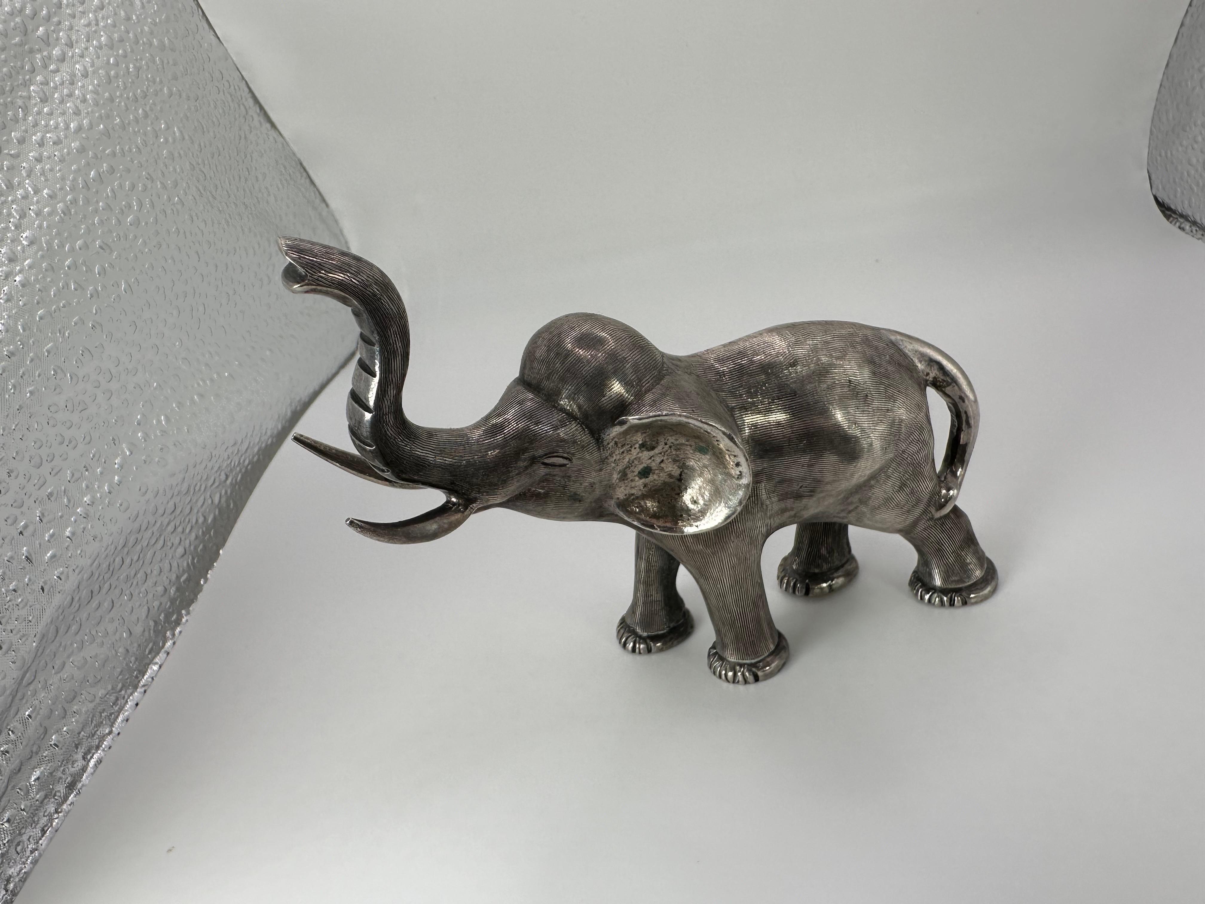 Silver elephant animal elephant statue solid silver For Sale 1