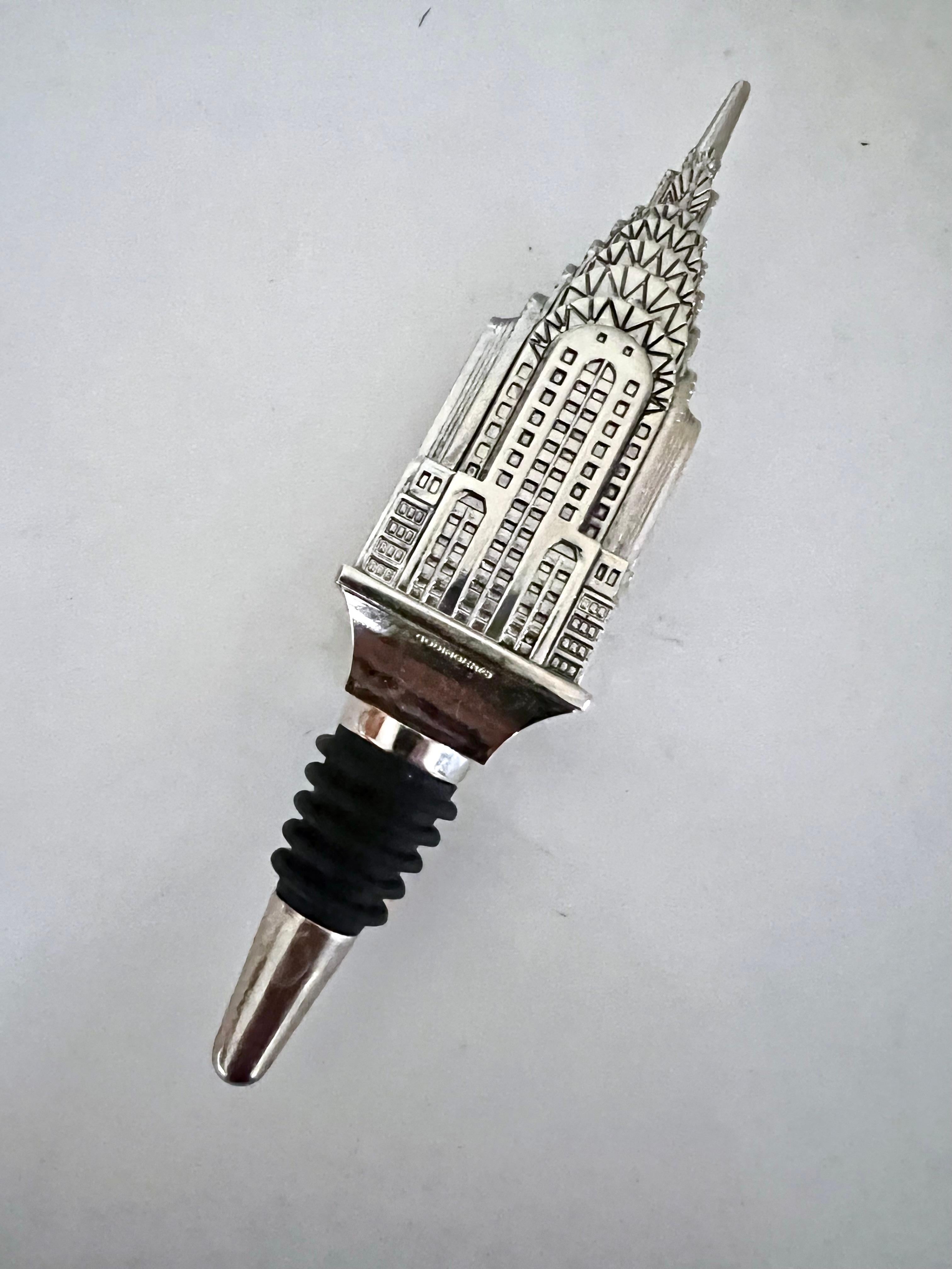 20th Century Silver Empire State Building Detail Bottle Stopper
