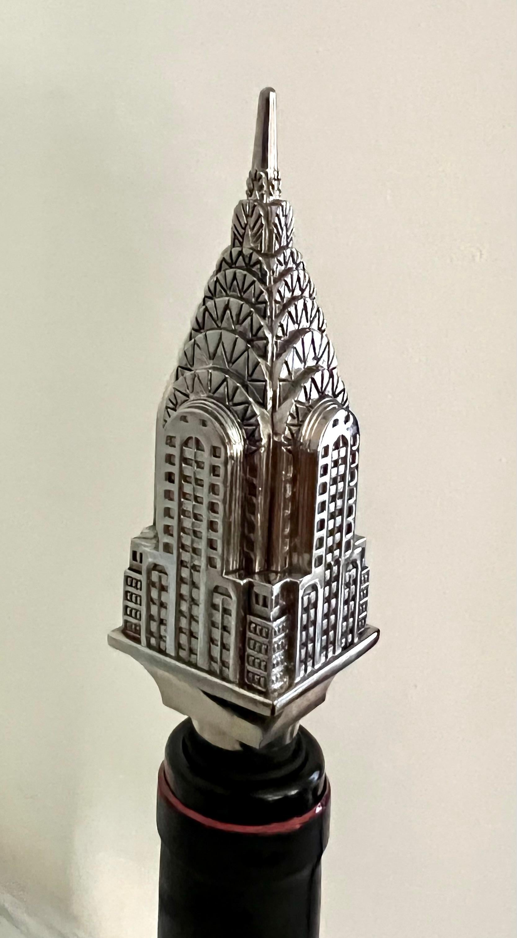 Silver Empire State Building Detail Bottle Stopper 1