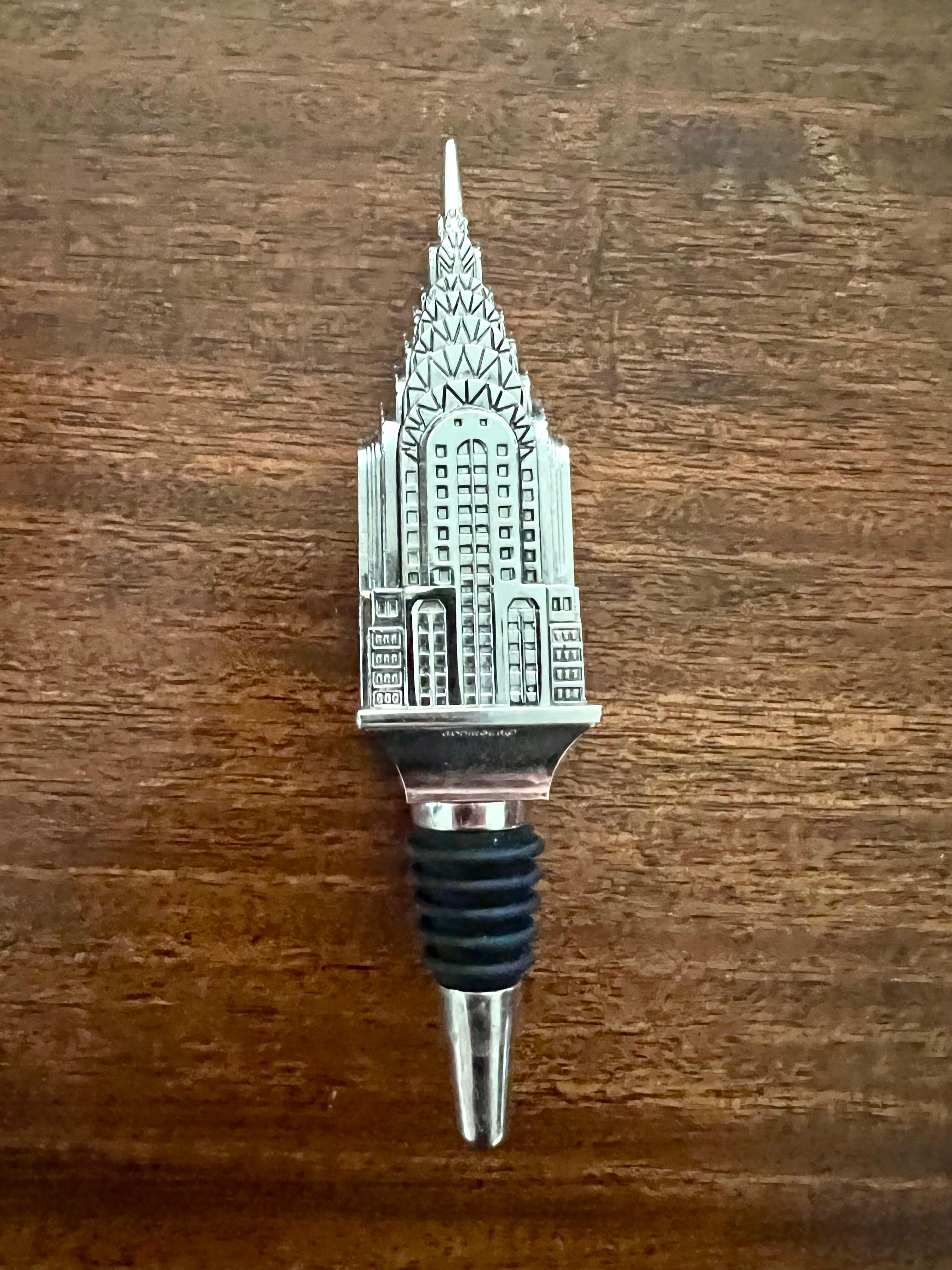 Silver Empire State Building Detail Bottle Stopper 3