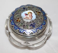 Silver, Enamel and Crystal Pill Box Georg Adam Scheid Vienna, circa 1900