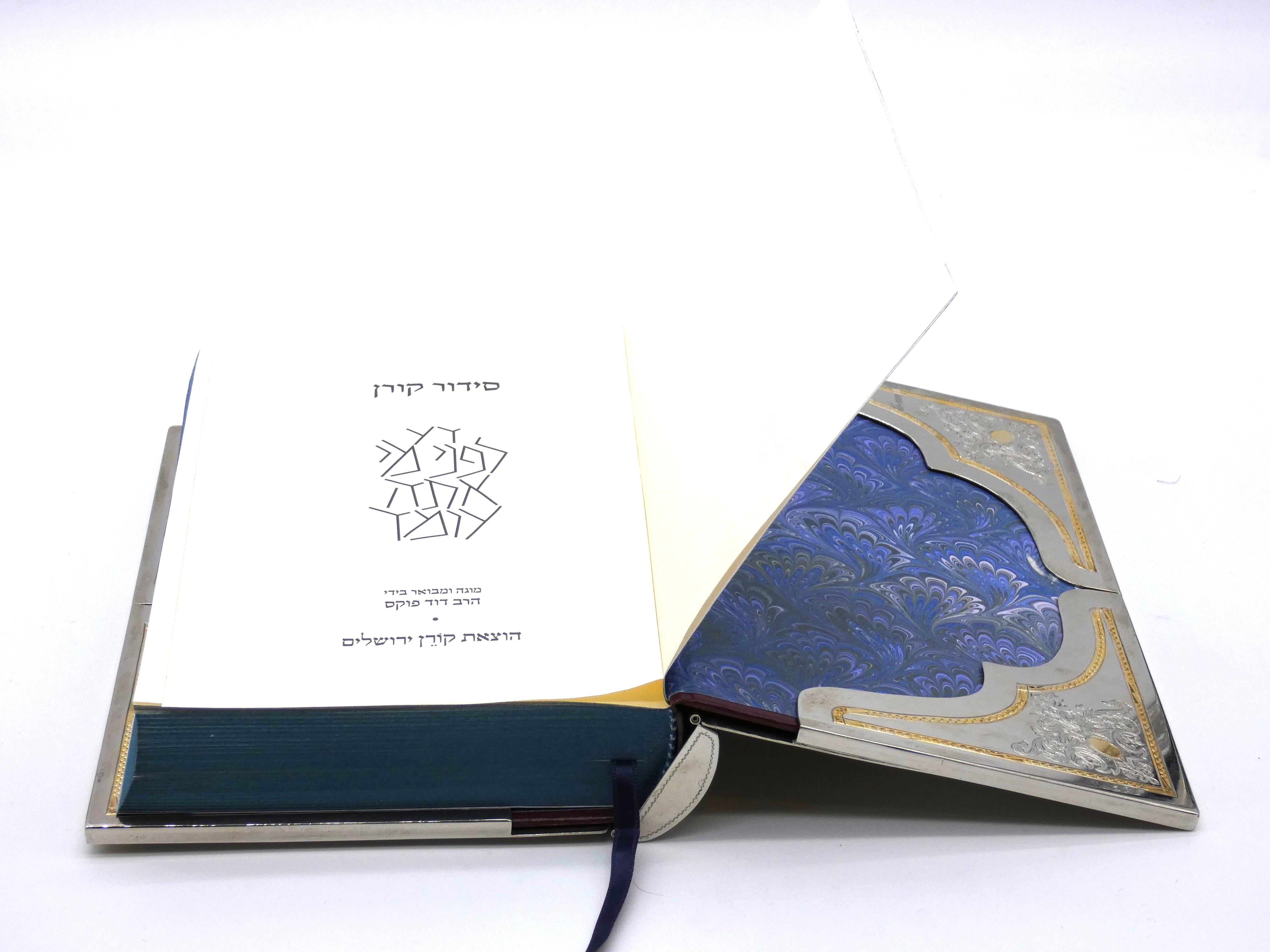 Silver Enamel and Gem Stone Siddur by Yaakov Davidov circa, 2017 In Excellent Condition For Sale In New York, NY