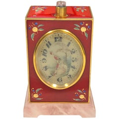 Silver Enamel and Stone Mounted Quarter Hour Repeater Clock by Fresard