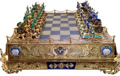 Silver & Enamel Fabergé-Style Chess Set – “Napoleon I vs. Alexander I”