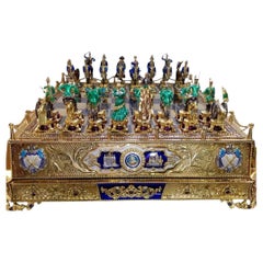"Napoleón Vs. Juego de ajedrez "Alejandro I" estilo Fabergé en plata, esmalte y piedras preciosas "Napoleón Vs. Juego de ajedrez "Alejandro I" estilo Fabergé en plata, esmalte y piedras preciosas