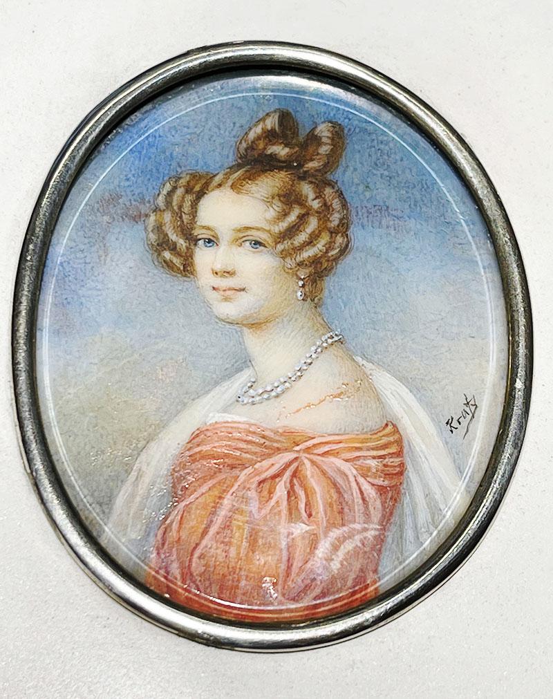 Austriaco Scatola smaltata in argento di Rudolf Steiner, 1899 con dipinto in miniatura in vendita
