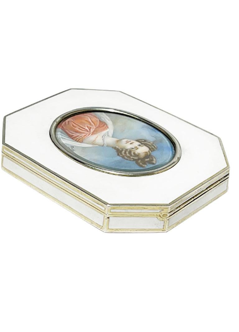 Silver Enameled Box by Rudolf Steiner, 1899 with a Miniature Painting In Good Condition For Sale In Delft, NL