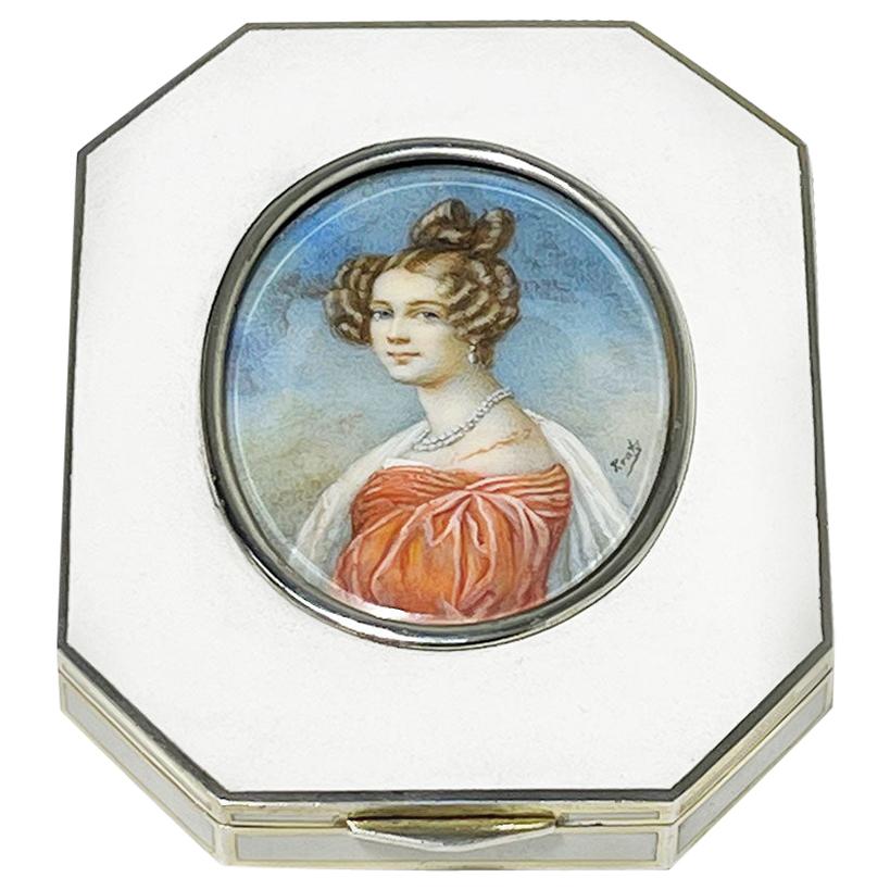 Silver Enameled Box by Rudolf Steiner, 1899 with a Miniature Painting For Sale