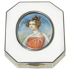 Silver Enameled Box by Rudolf Steiner, 1899 with a Miniature Painting