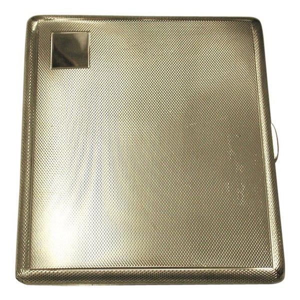 Silver Engine-Turned Cigarette Case Made in 1969, Birmingham, by S.J.Rose