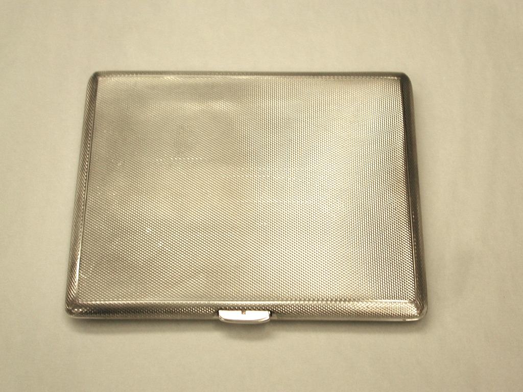 Modern Silver Engine-Turned Cigarette Case Made in 1969, Birmingham, by S.J.Rose