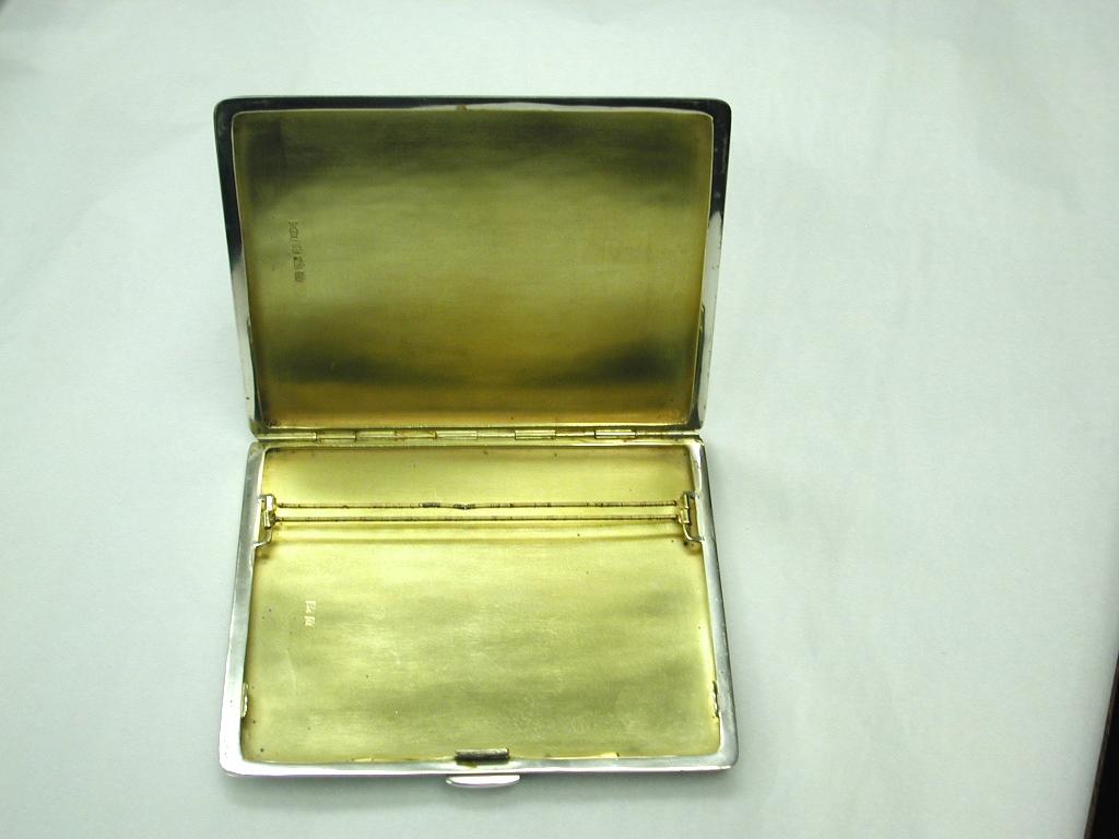 English Silver Engine-Turned Cigarette Case Made in 1969, Birmingham, by S.J.Rose