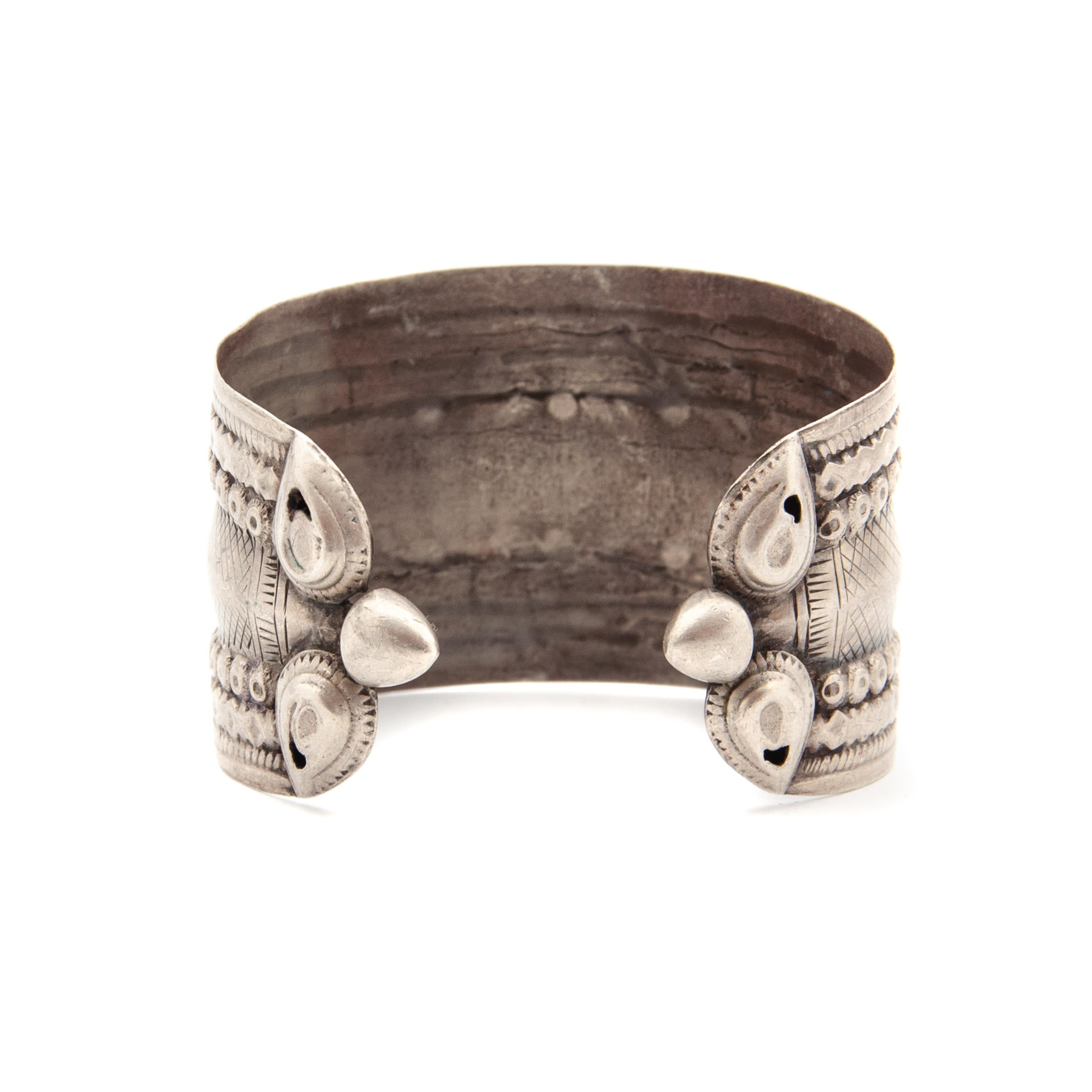 Women's or Men's Silver Ethnic Afghan Tribal Engraved Bracelet