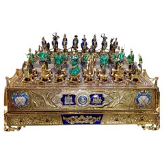 Silver Fabergé-Style Chess “Napoleon I vs. Alexander I”-Handcrafted To Order