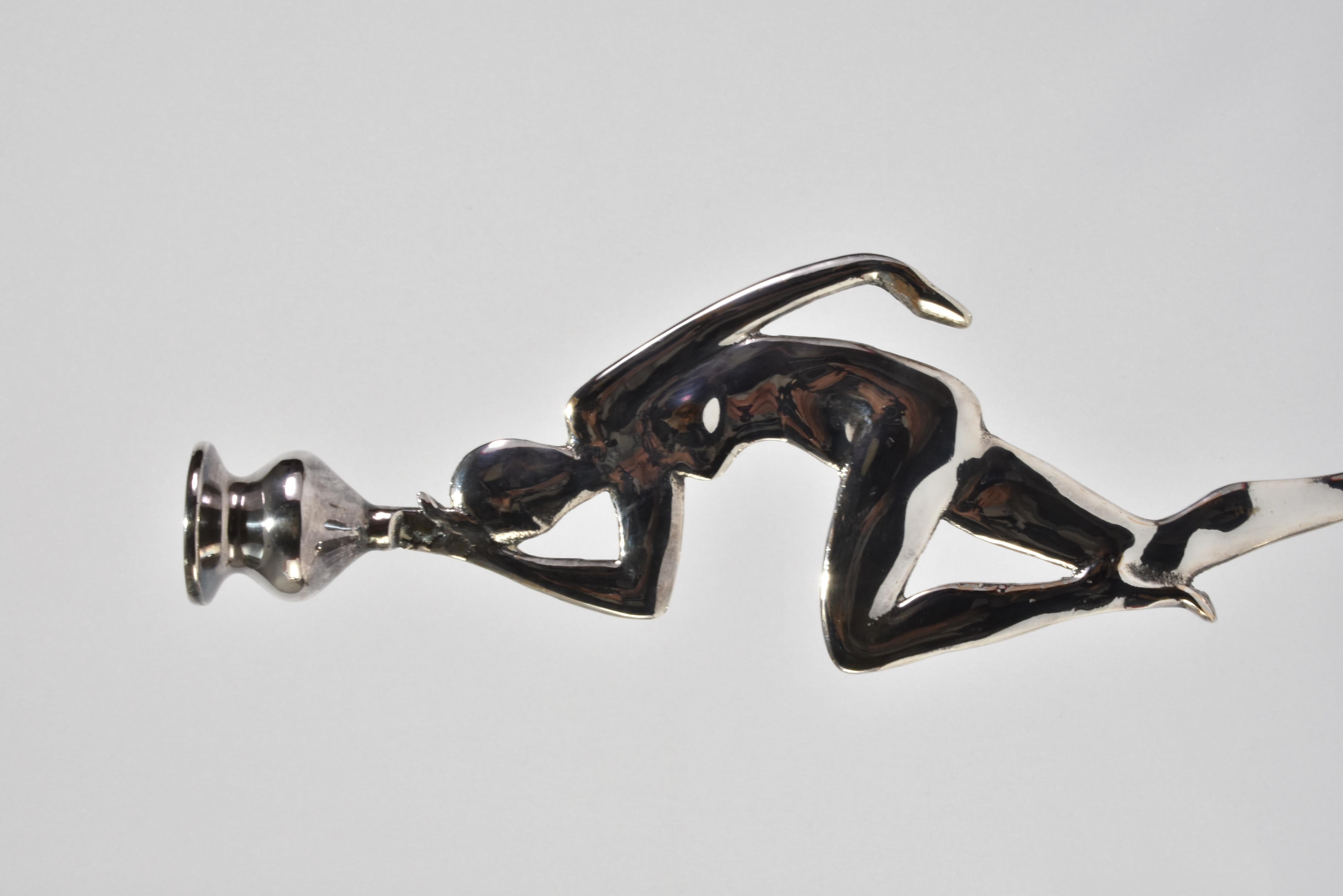 Portacandele figurati d'argento vintage, set di due. 