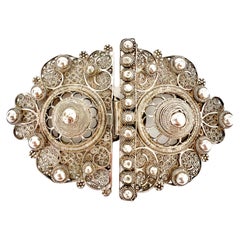 Silver Filigree and Cannetille Antique Floral Buckle