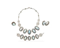 Silver Filigree And Mother Of Pearl Jewelry Set