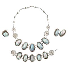 Silver Filigree And Mother Of Pearl Jewelry Set