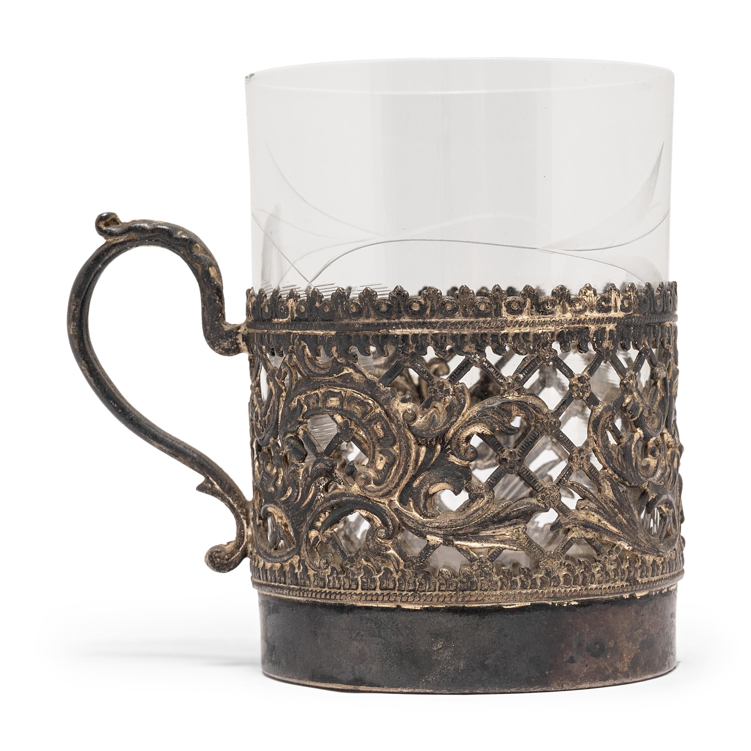 Romantic Silver Filigree European Drinking Cup For Sale