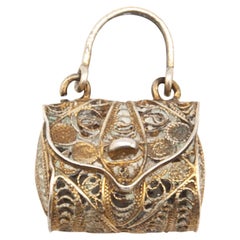 Antique Silver Filigree Handbag Charm Pendant