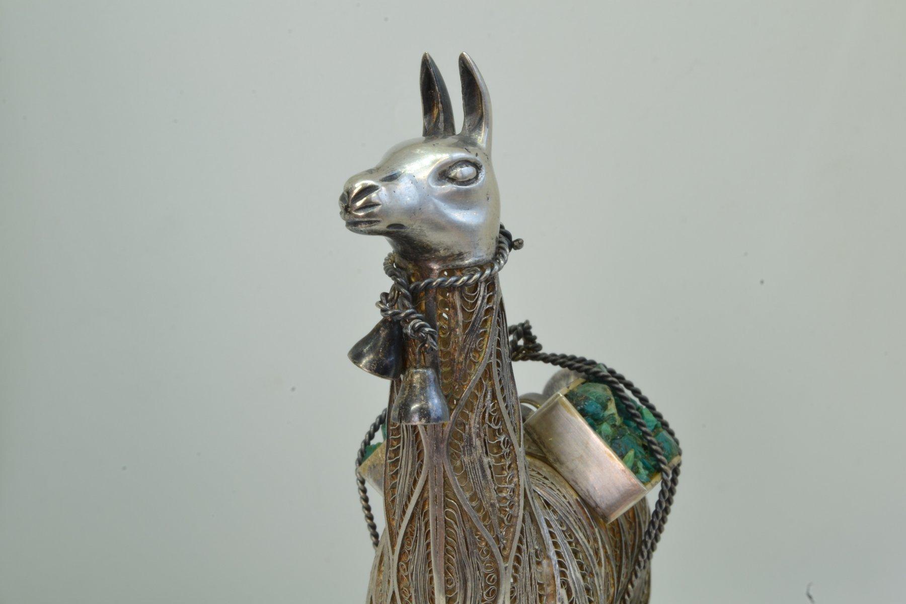 Women's or Men's Silver filigree Llama Ornament - Silver