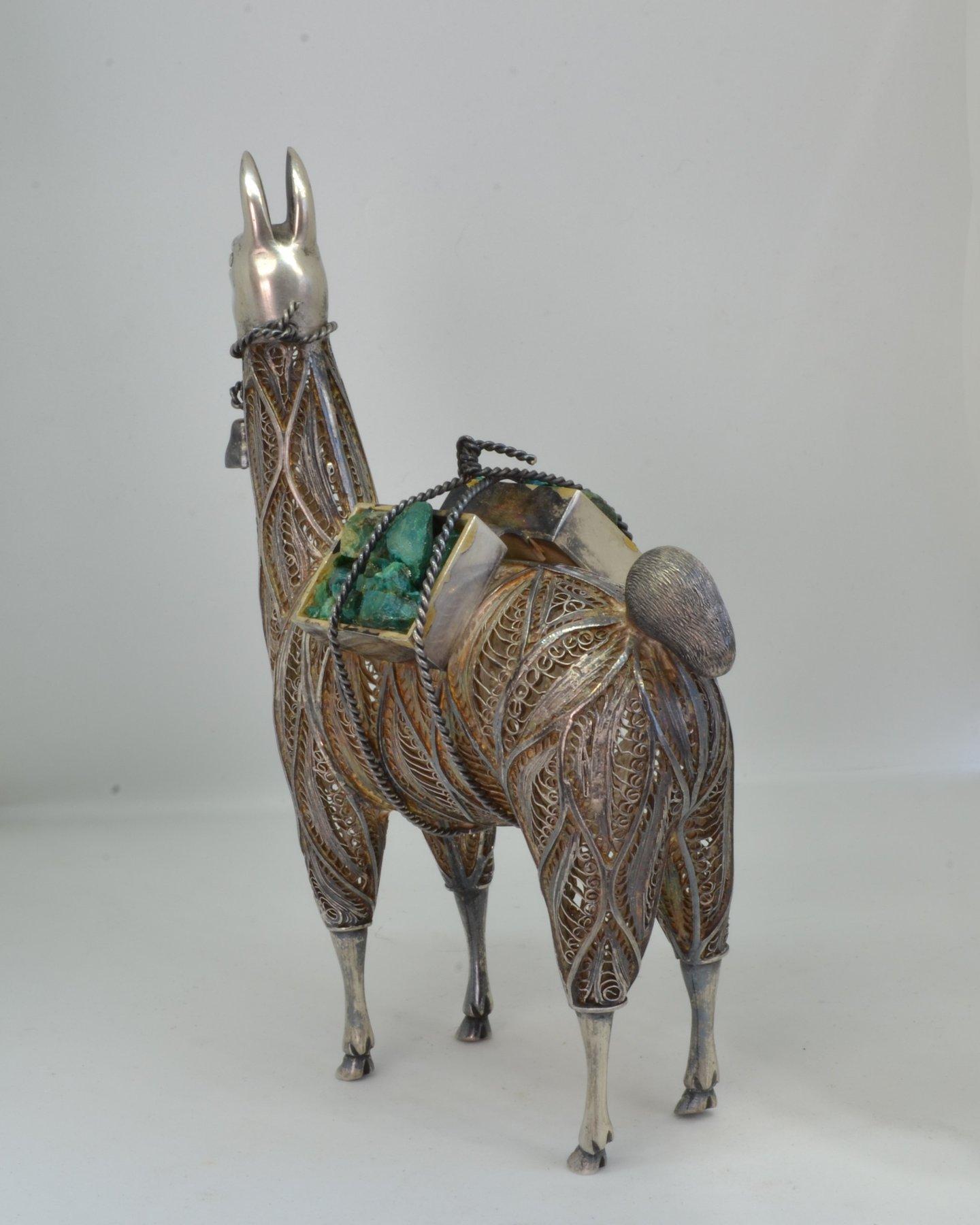 Silver filigree Llama Ornament - Silver 4