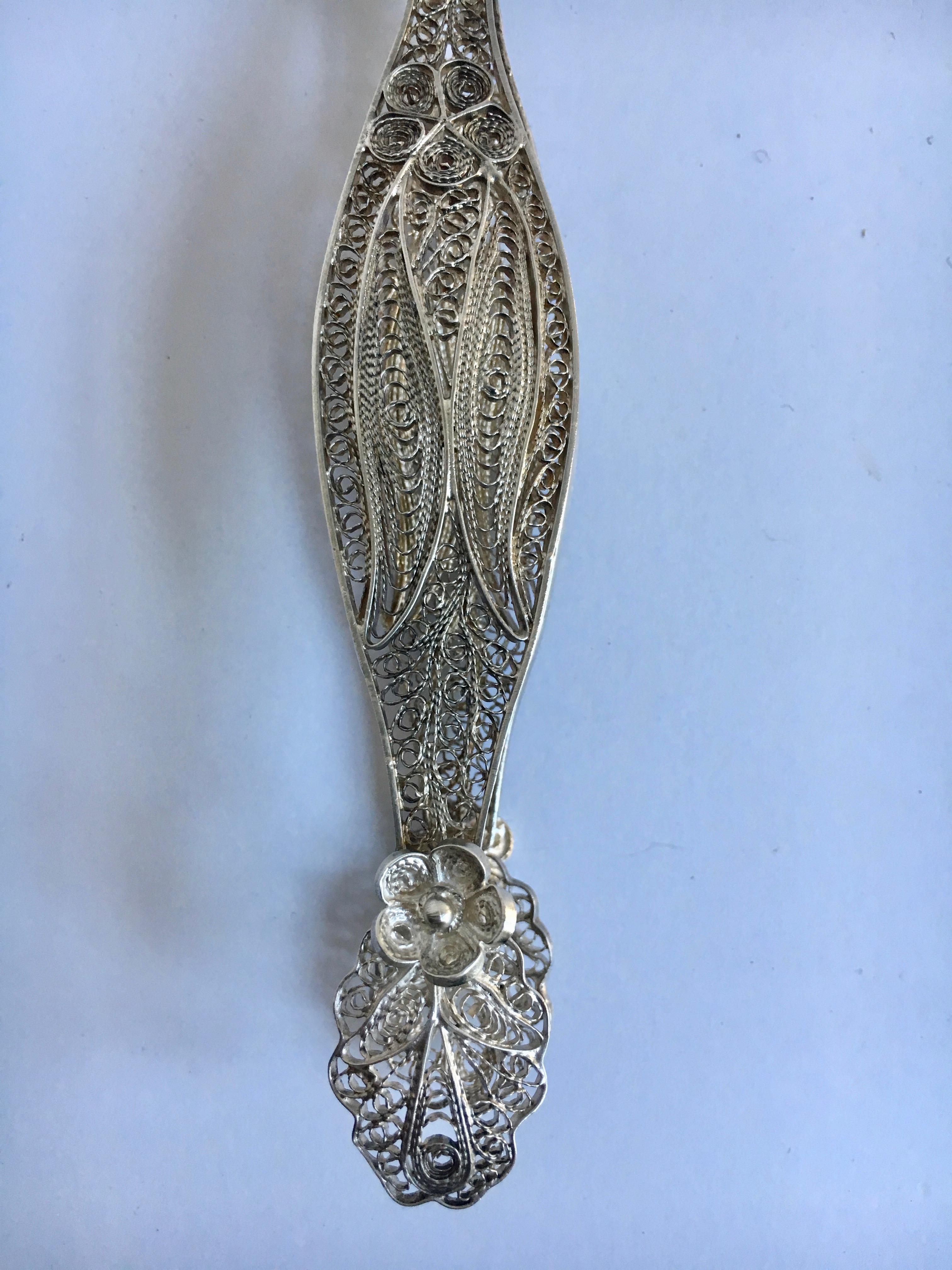 20th Century Silver Filigree Sugar Cube Tongs