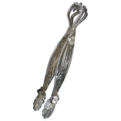 Silver Filigree Sugar Cube Tongs