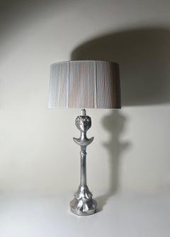 Silver Finish Tete de Femme Table Lamp After Alberto Giacometti