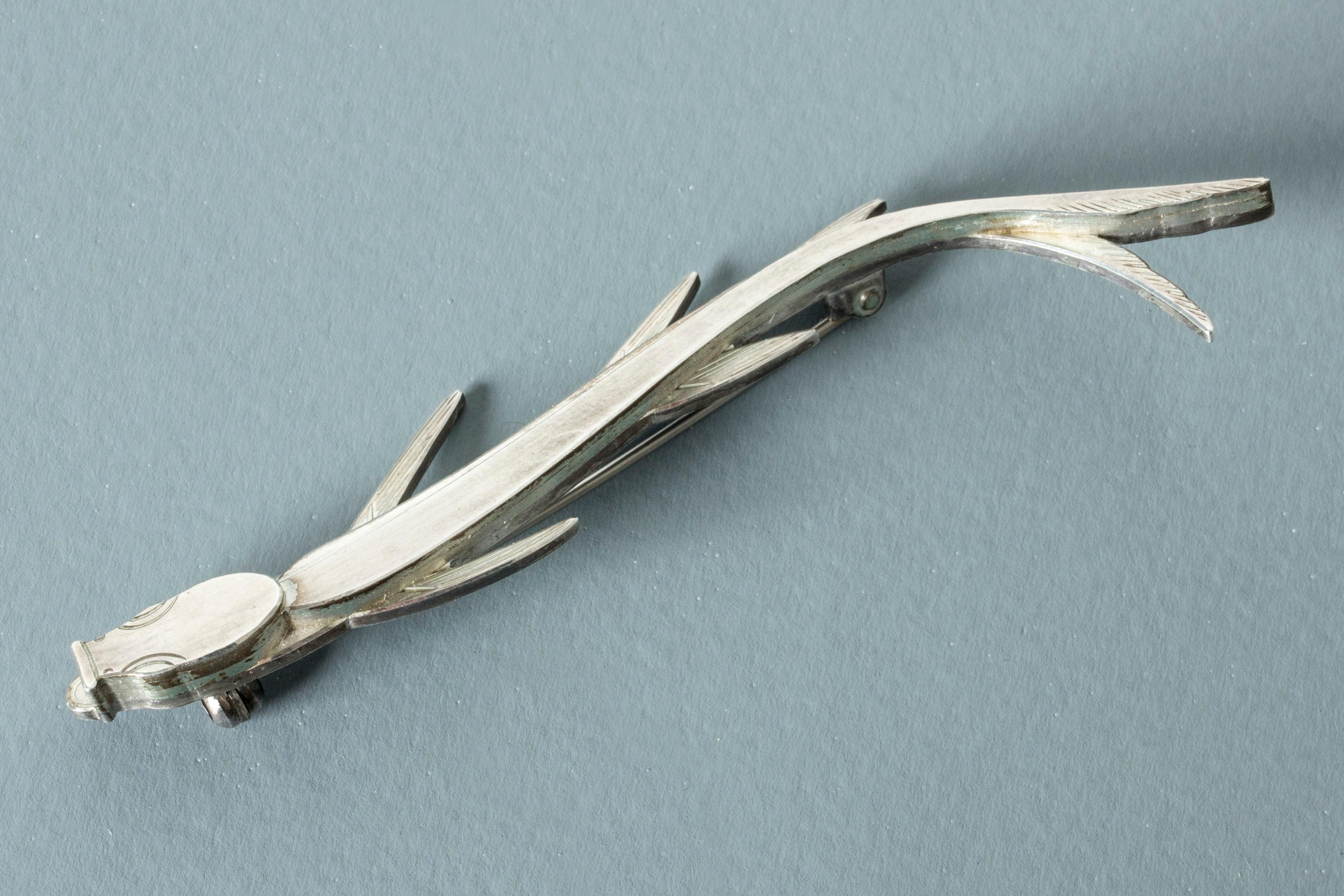 Silver Fish Brooch by Wiwen Nilsson, Sweden, 1965 In Good Condition In Stockholm, SE