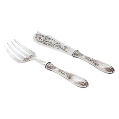 Antique Silver fish knife and fork with cutouts