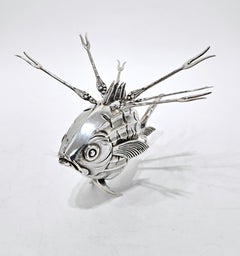 Silver Fish-Shaped Cocktail Stick Holder, Spanish, c. 1960