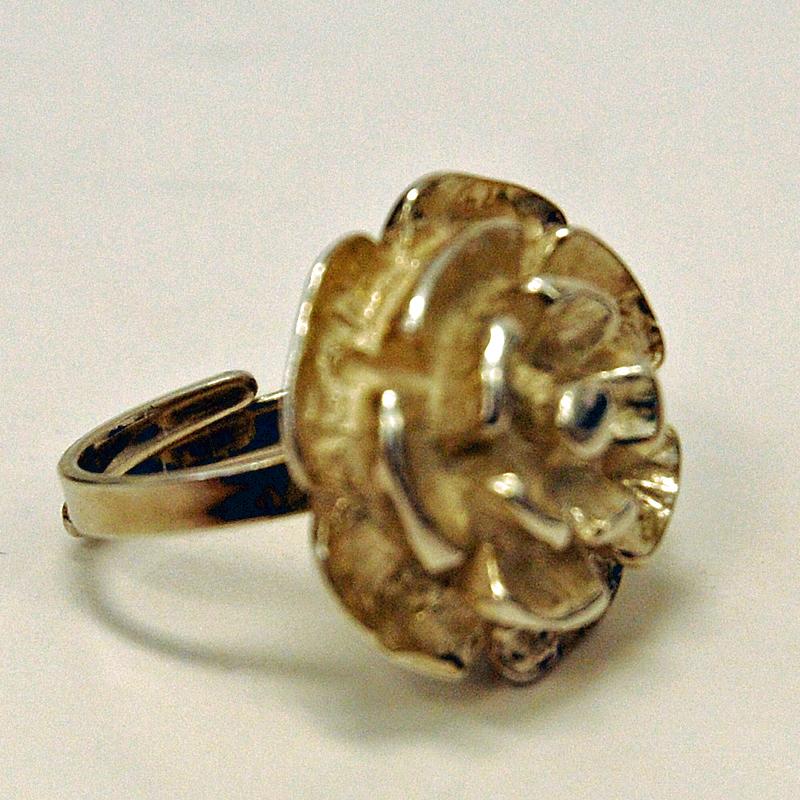 Late 20th Century Silver Flower vintage Ring from Sweden, 1975