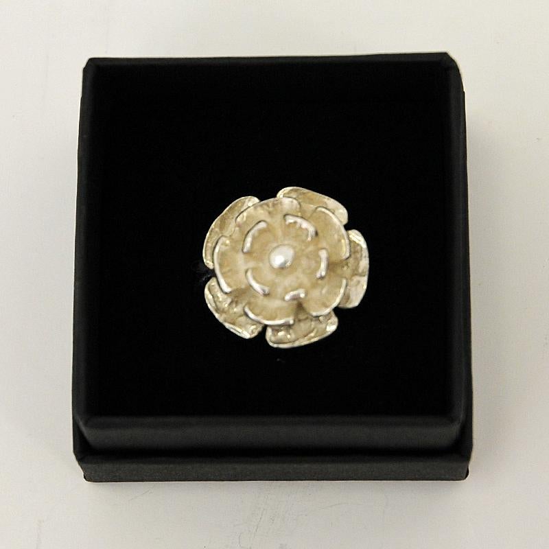 Silver Flower vintage Ring from Sweden, 1975 1