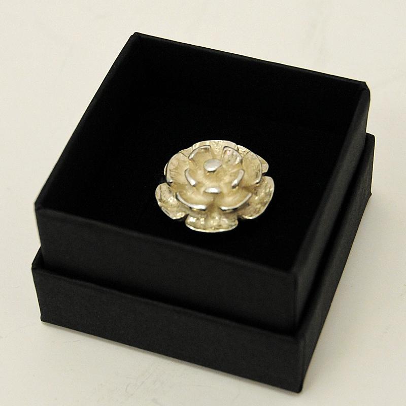 Silver Flower vintage Ring from Sweden, 1975 2