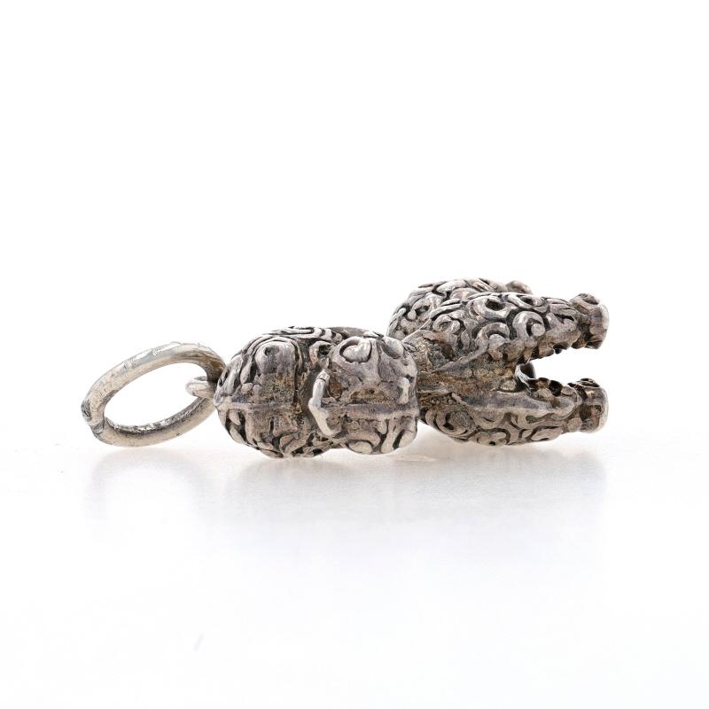 Silver Fluffy Poodle Dog Charm - 800 Standing Pet Canine Pendant In Excellent Condition For Sale In Greensboro, NC