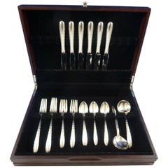 Vintage Silver Flutes by Towle Sterling Silver Flatware Set For 6 Service 30 Pieces