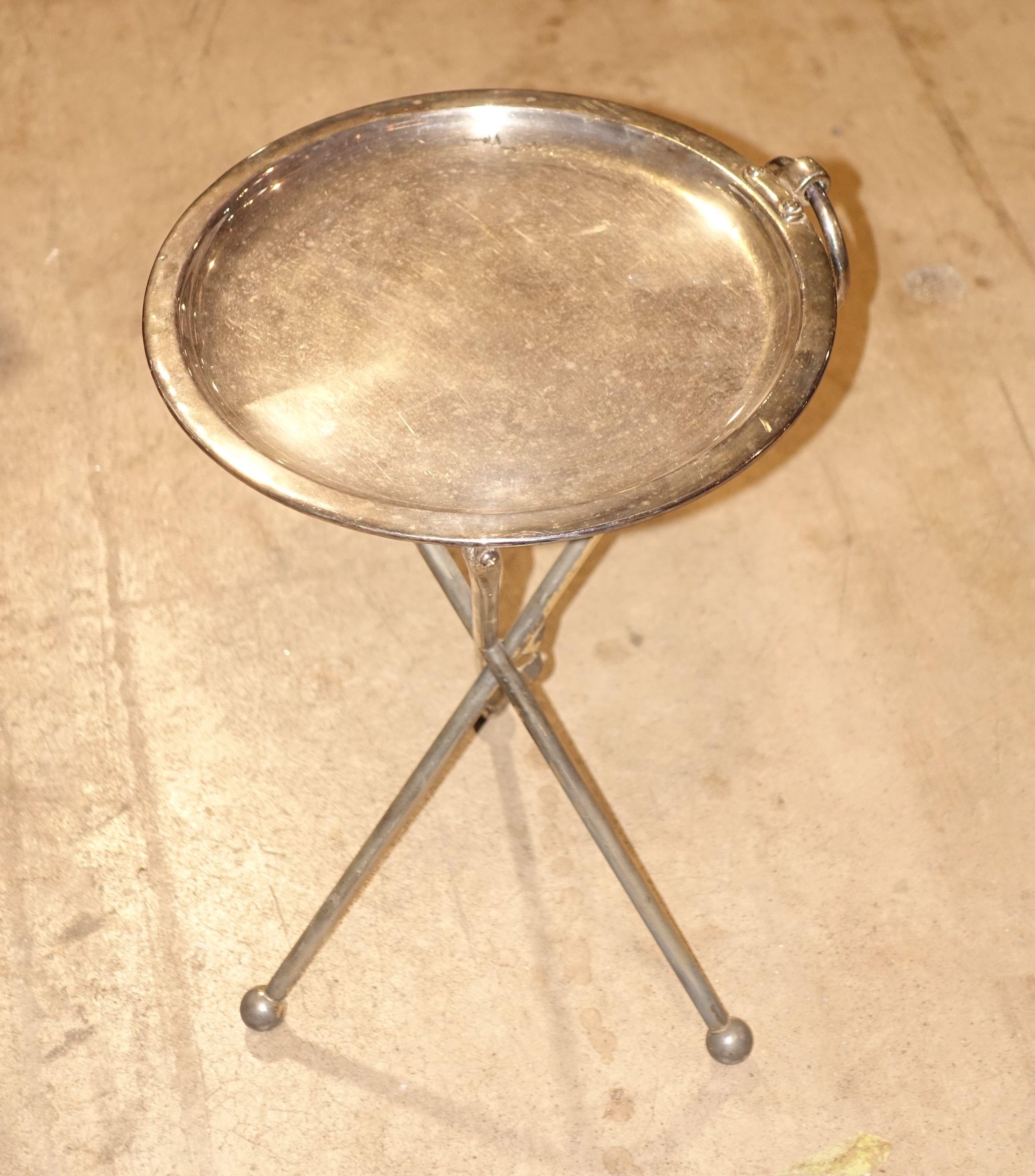 Spanish Silver Folding Cocktail Table, Spain, Midcentury