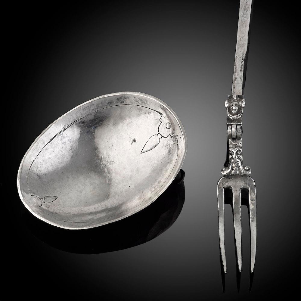 European Silver Folding Spoon/Fork Travelling Set, circa 1580 For Sale