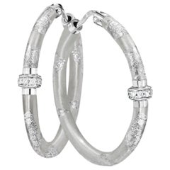 SOHO Silver Foliage Diamond Hoop Earrings