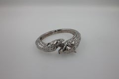 Silver Fox Animal Nature Hug Statement Bangle Cuff Bracelet