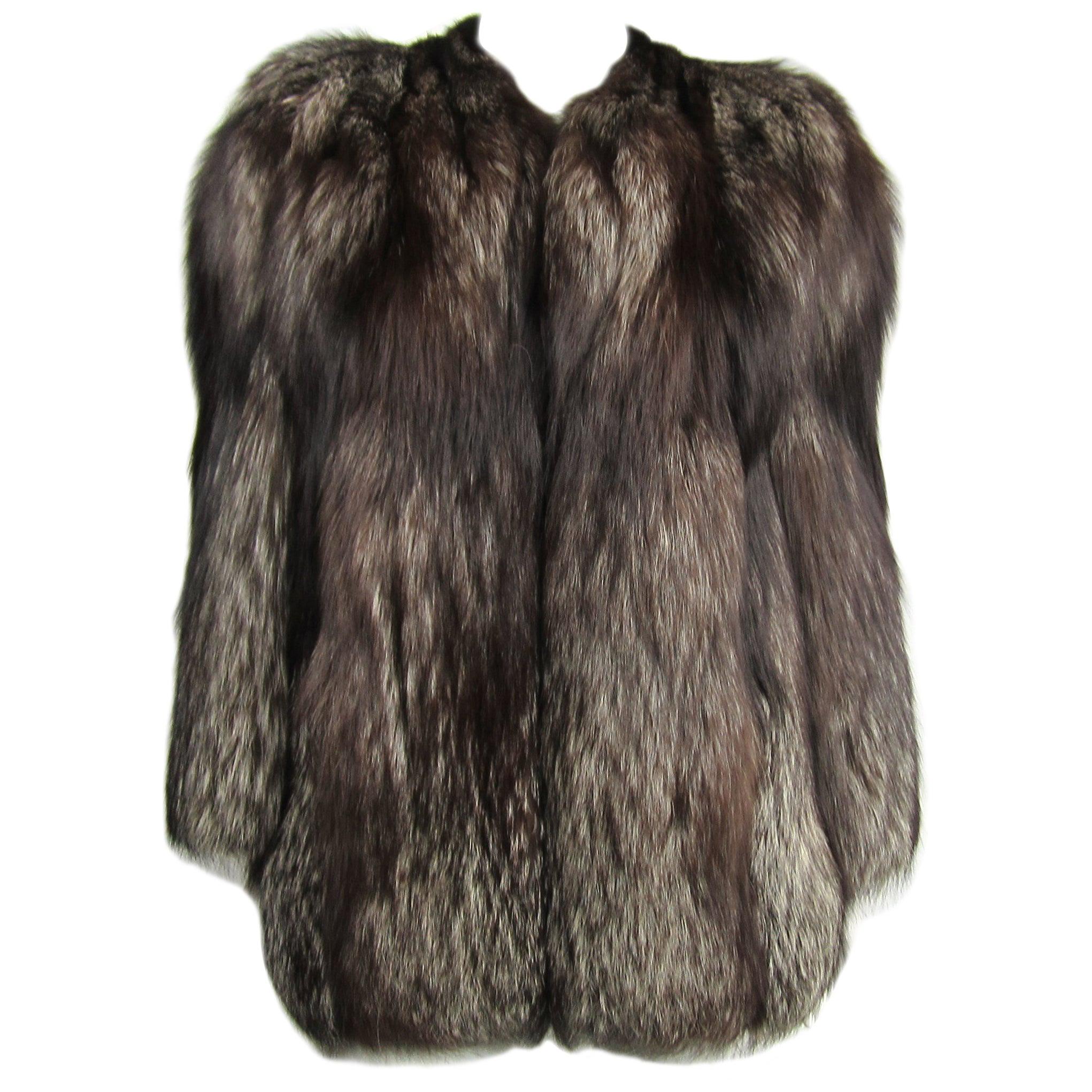 Silver Fox Fur Jacket Coat  For Sale