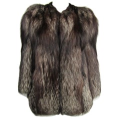 Retro Silver Fox Fur Jacket Coat 