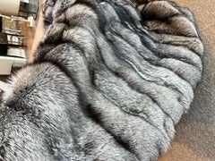 Silver Fox Fur Throw Blanket with Silk Backing