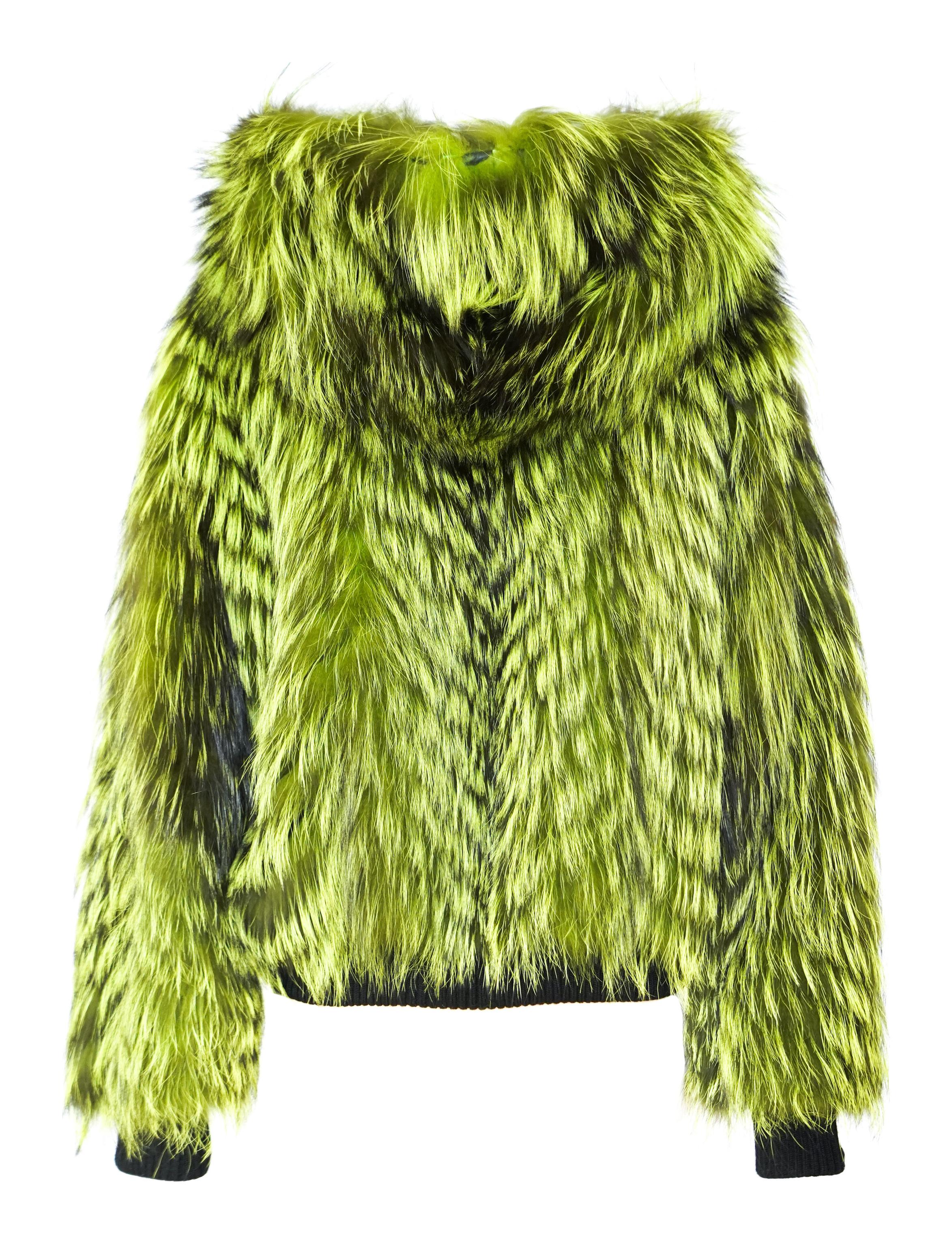 Green Helen Yarmak Silver Fox Jacket For Sale