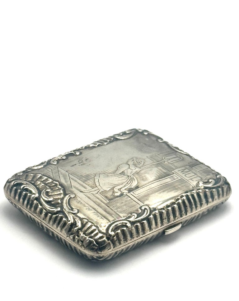 Silver French Vintage Cigarette Case For Sale at 1stDibs