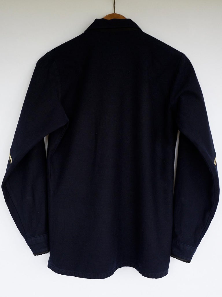 Silver Fringe Jacket Military Dark Blue Statement Silk Gold Button J