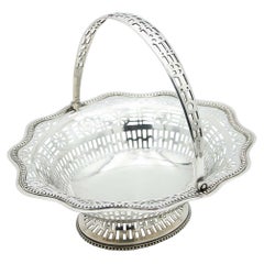 Silver fruit bowl with elliptical base