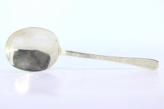 Silver fruit spoon, smooth on the shell and embossed on the handle